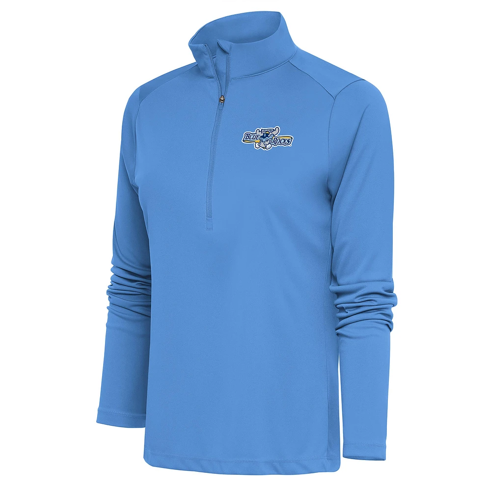 Women's Antigua Powder Blue Wilmington Rocks Tribute Half-Zip Pullover Top