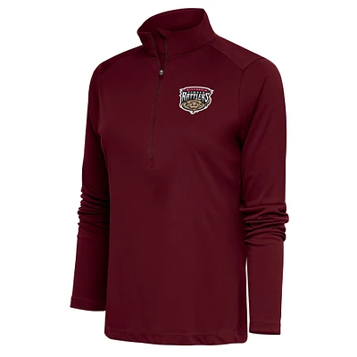 Women's Antigua Maroon Wisconsin Timber Rattlers Tribute Half-Zip Pullover Top