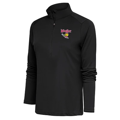 Women's Antigua Charcoal Worcester Red Sox Tribute Half-Zip Pullover Top