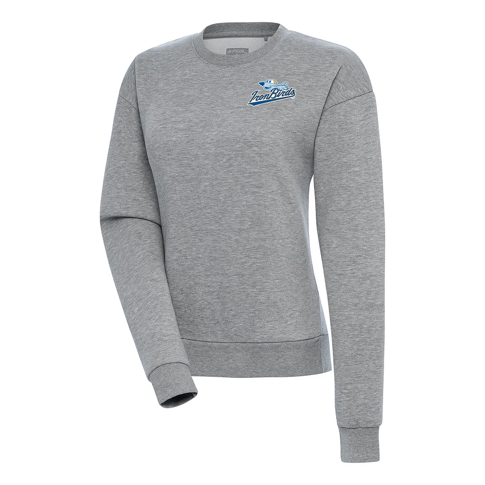 Women's Antigua Heather Gray Aberdeen IronBirds Victory Pullover Sweatshirt