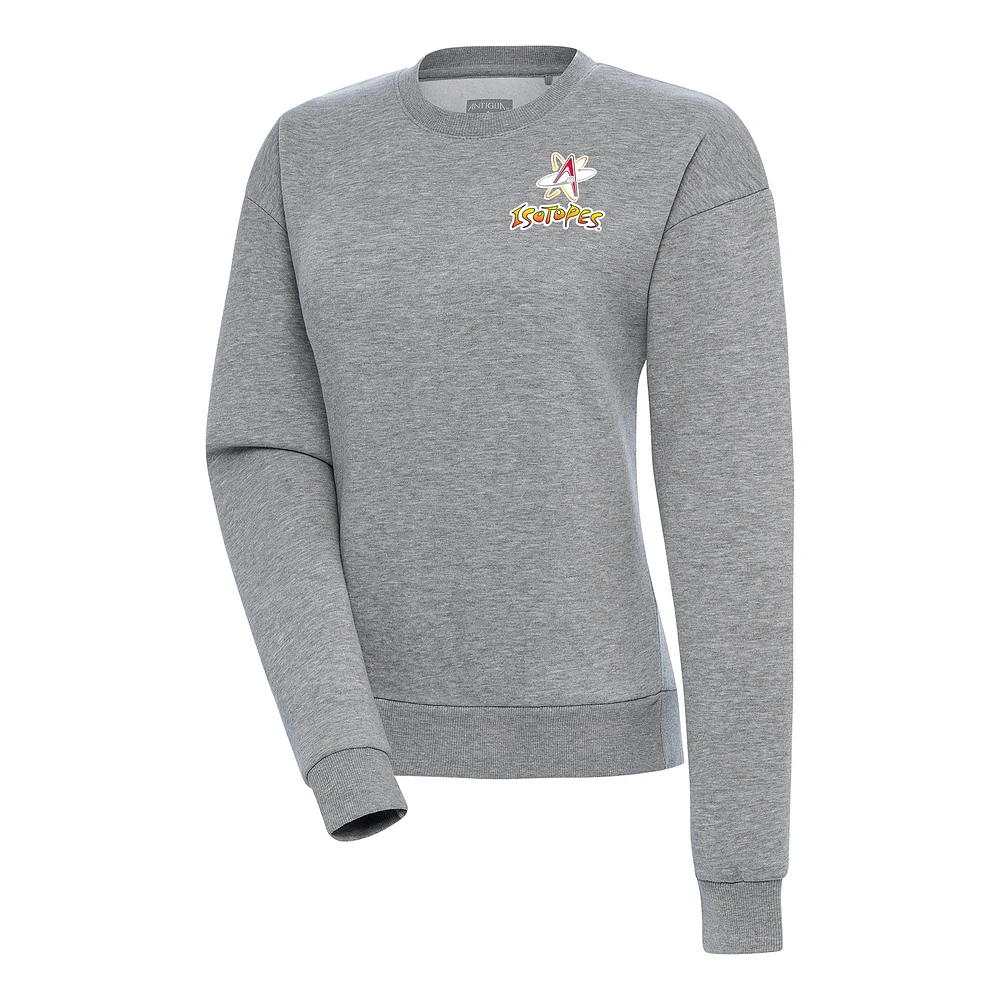 Women's Antigua Heather Gray Albuquerque Isotopes Victory Pullover Sweatshirt