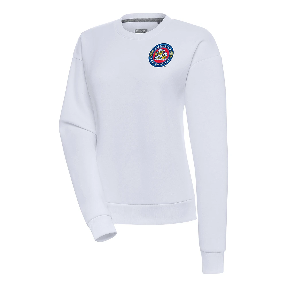 Women's Antigua White Amarillo Sod Poodles Victory Pullover Sweatshirt
