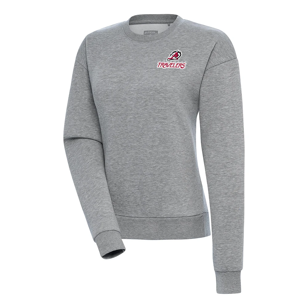 Women's Antigua Heather Gray Arkansas Travelers Victory Pullover Sweatshirt