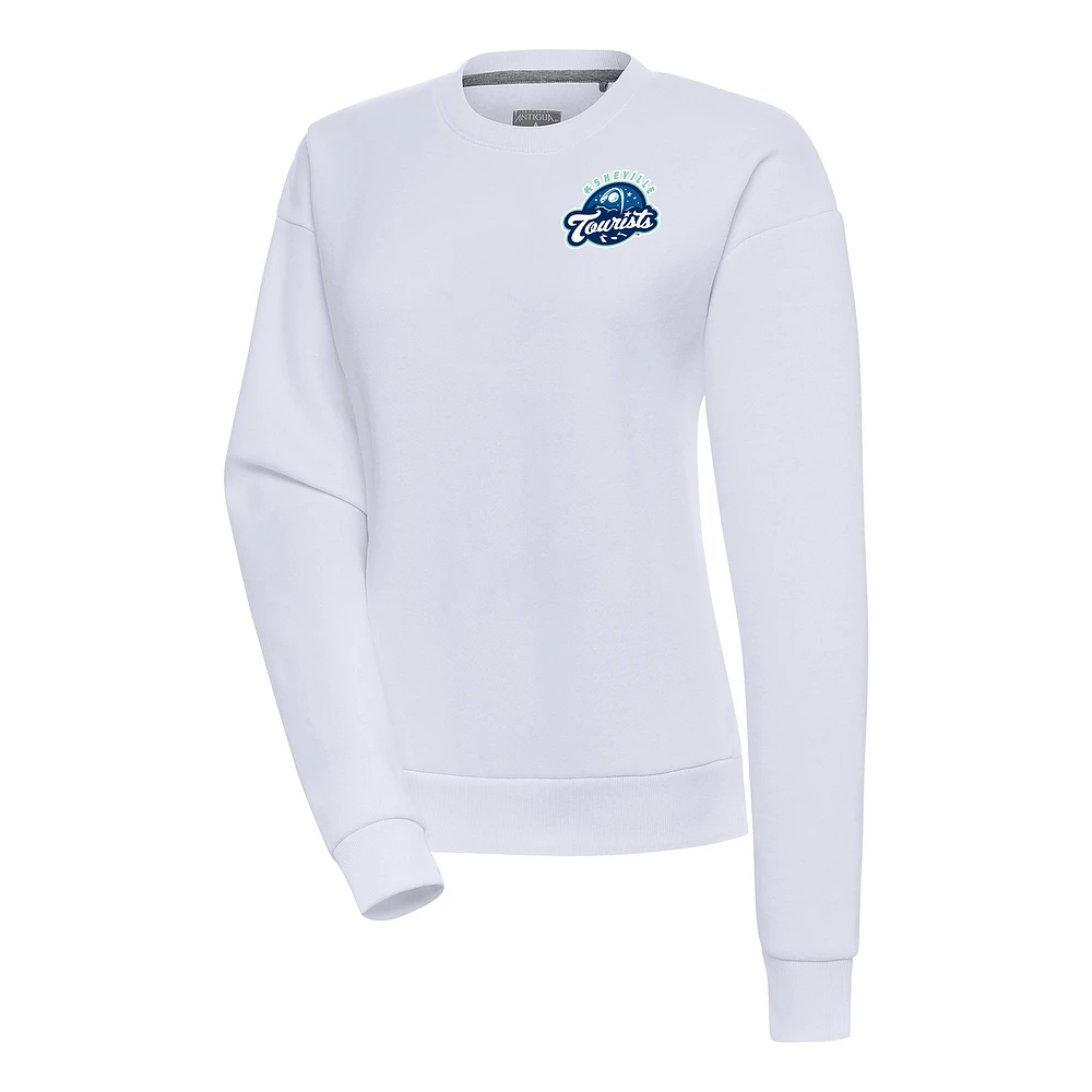 Women's Antigua White Asheville Tourists Victory Pullover Sweatshirt
