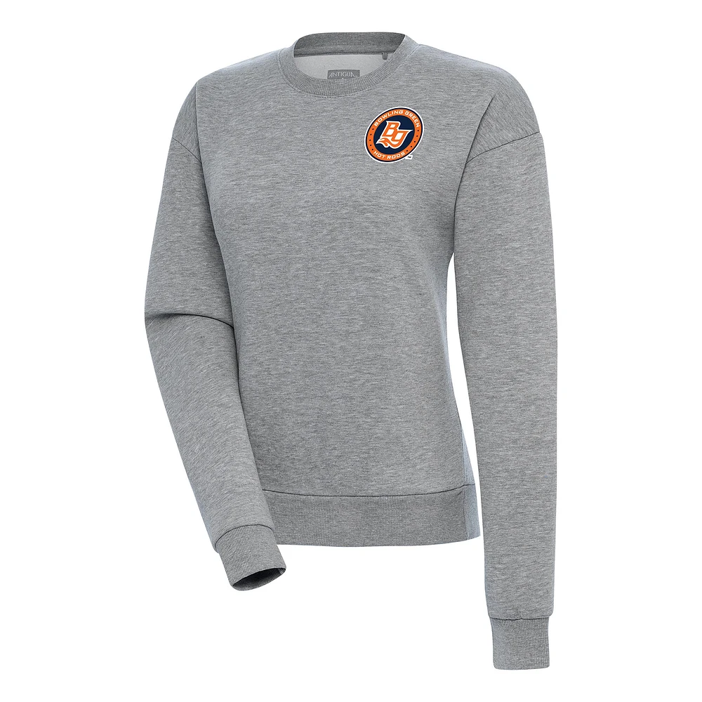 Women's Antigua Heather Gray Bowling Green Hot Rods Victory Pullover Sweatshirt