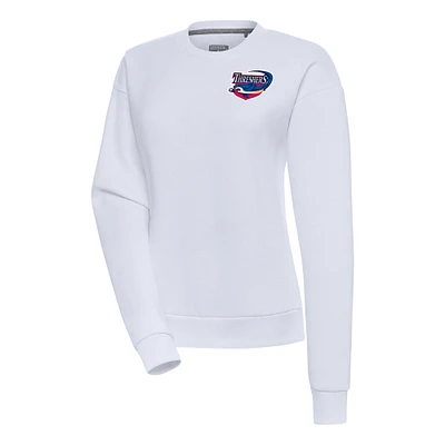 Women's Antigua White Clearwater Threshers Victory Pullover Sweatshirt