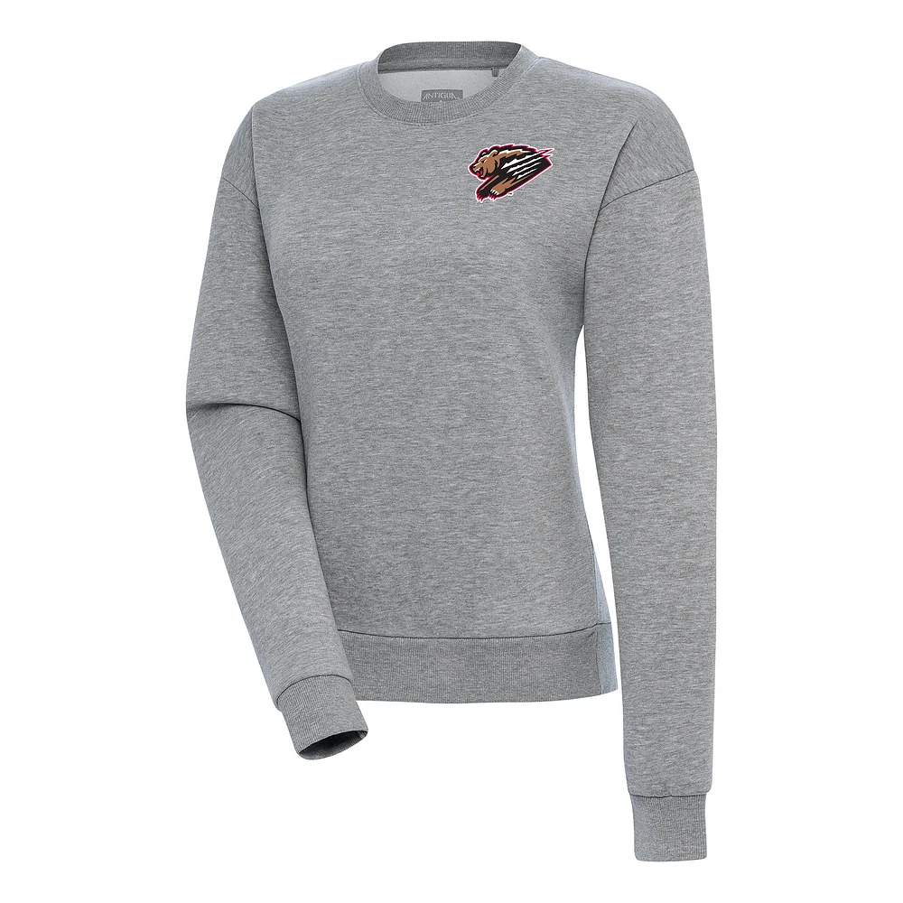 Women's Antigua Heather Gray Fresno Grizzlies Victory Pullover Sweatshirt