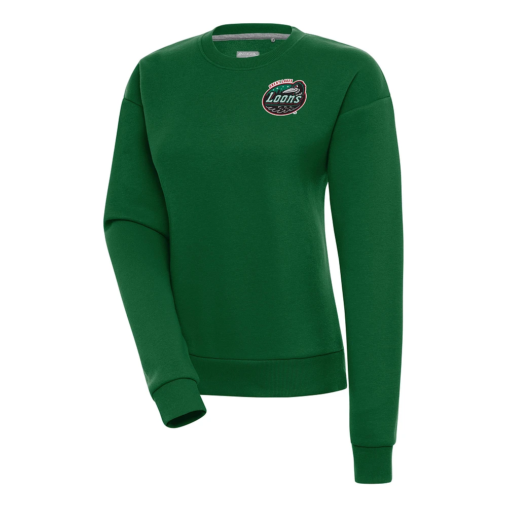 Women's Antigua Hunter Green Great Lakes Loons Victory Pullover Sweatshirt