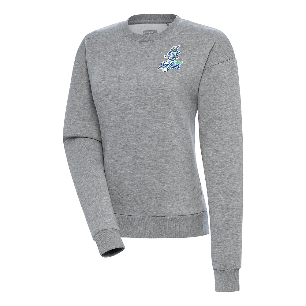 Women's Antigua Heather Gray Hartford Yard Goats Victory Pullover Sweatshirt
