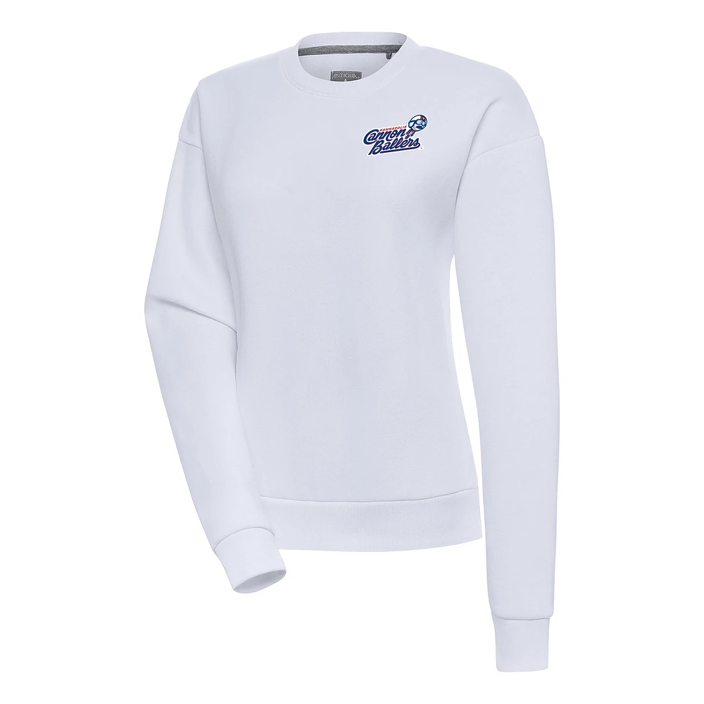 Women's Antigua White Kannapolis Cannon Ballers Victory Pullover Sweatshirt
