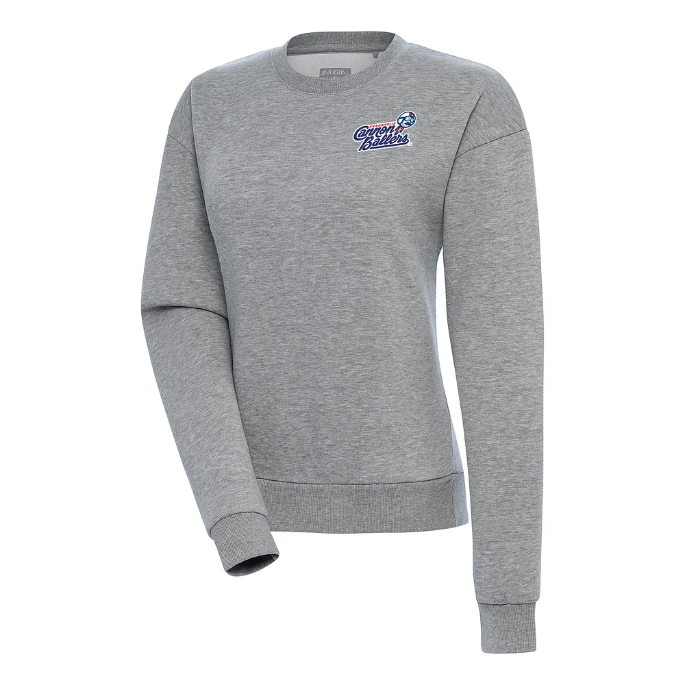 Women's Antigua Heather Gray Kannapolis Cannon Ballers Victory Pullover Sweatshirt