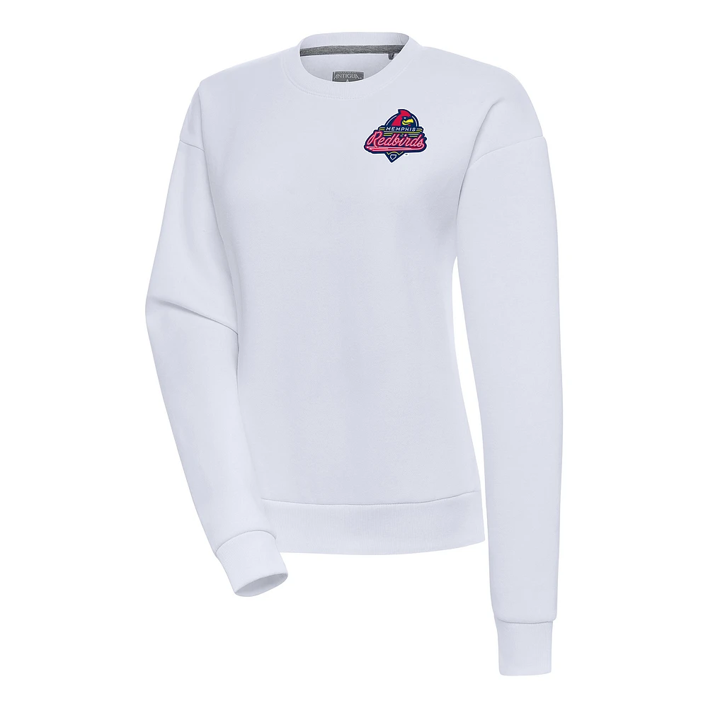 Women's Antigua White Memphis Redbirds Victory Pullover Sweatshirt