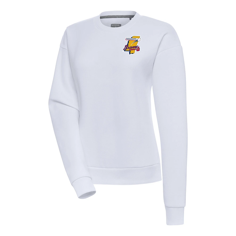 Women's Antigua White Mississippi Braves Victory Pullover Sweatshirt