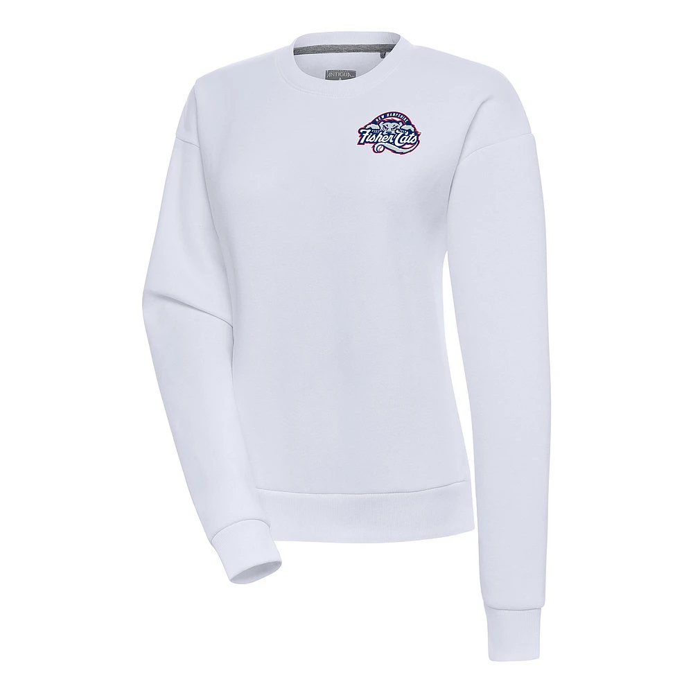 Women's Antigua White New Hampshire Fisher Cats Victory Pullover Sweatshirt