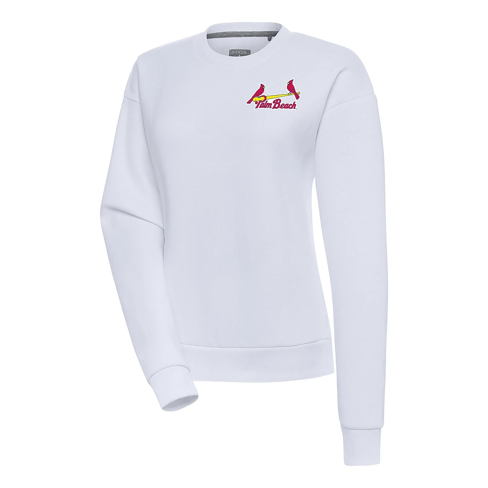 Women's Antigua White Palm Beach Cardinals Victory Pullover Sweatshirt