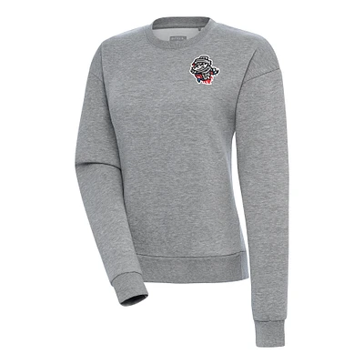Women's Antigua Heather Gray Rocket City Trash Pandas Victory Pullover Sweatshirt