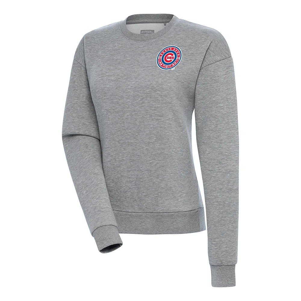 Women's Antigua Heather Gray South Bend Cubs Victory Pullover Sweatshirt