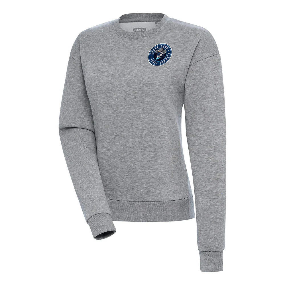 Women's Antigua Heather Gray Sugar Land Space Cowboys Victory Pullover Sweatshirt