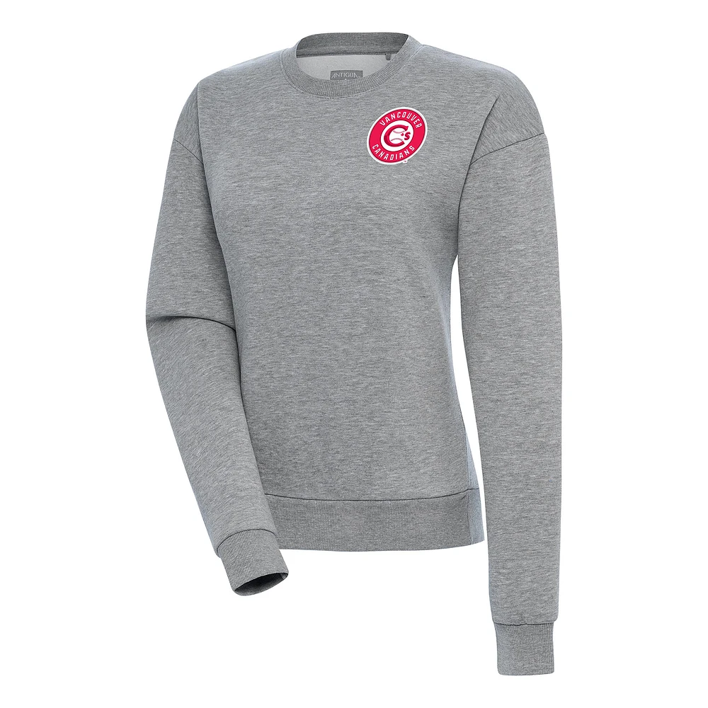 Women's Antigua Heather Gray Vancouver Canadians Victory Pullover Sweatshirt