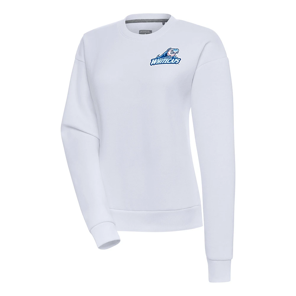 Women's Antigua White West Michigan Whitecaps Victory Pullover Sweatshirt
