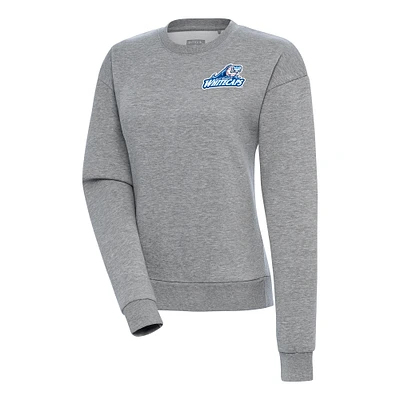 Women's Antigua Heather Gray West Michigan Whitecaps Victory Pullover Sweatshirt