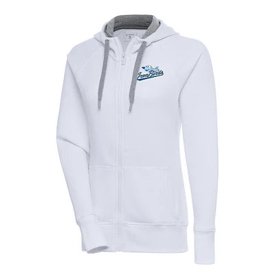 Women's Antigua White Aberdeen IronBirds Victory Full-Zip Hoodie