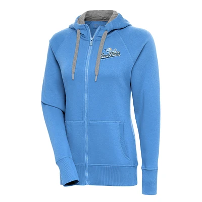 Women's Antigua  Powder Blue Aberdeen IronBirds Victory Full-Zip Hoodie