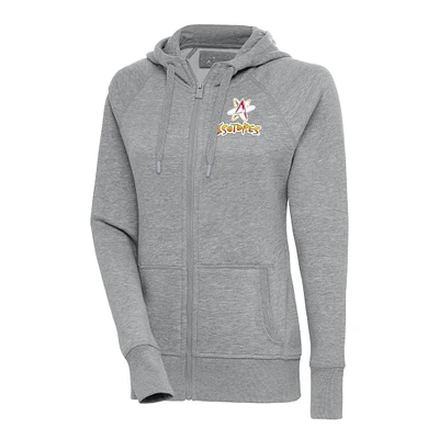 Women's Antigua  Heather Gray Albuquerque Isotopes Victory Full-Zip Hoodie
