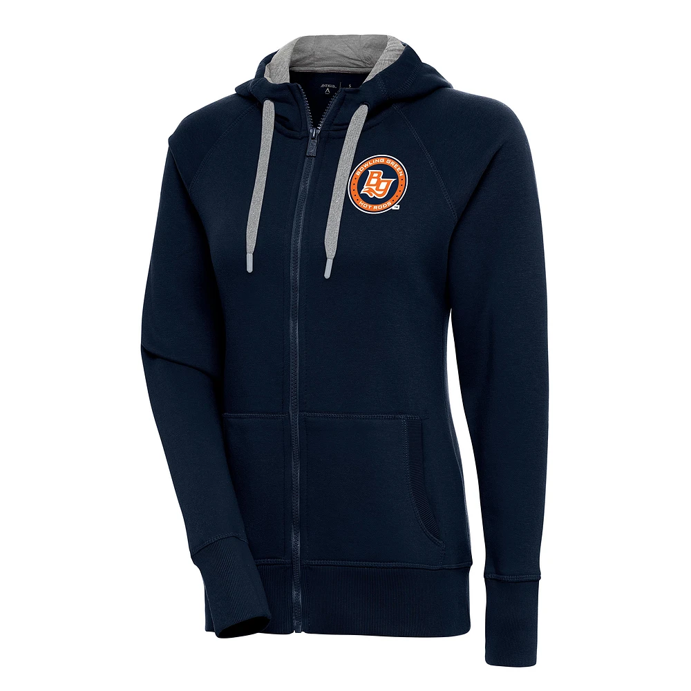 Women's Antigua Navy Bowling Green Hot Rods Victory Full-Zip Hoodie