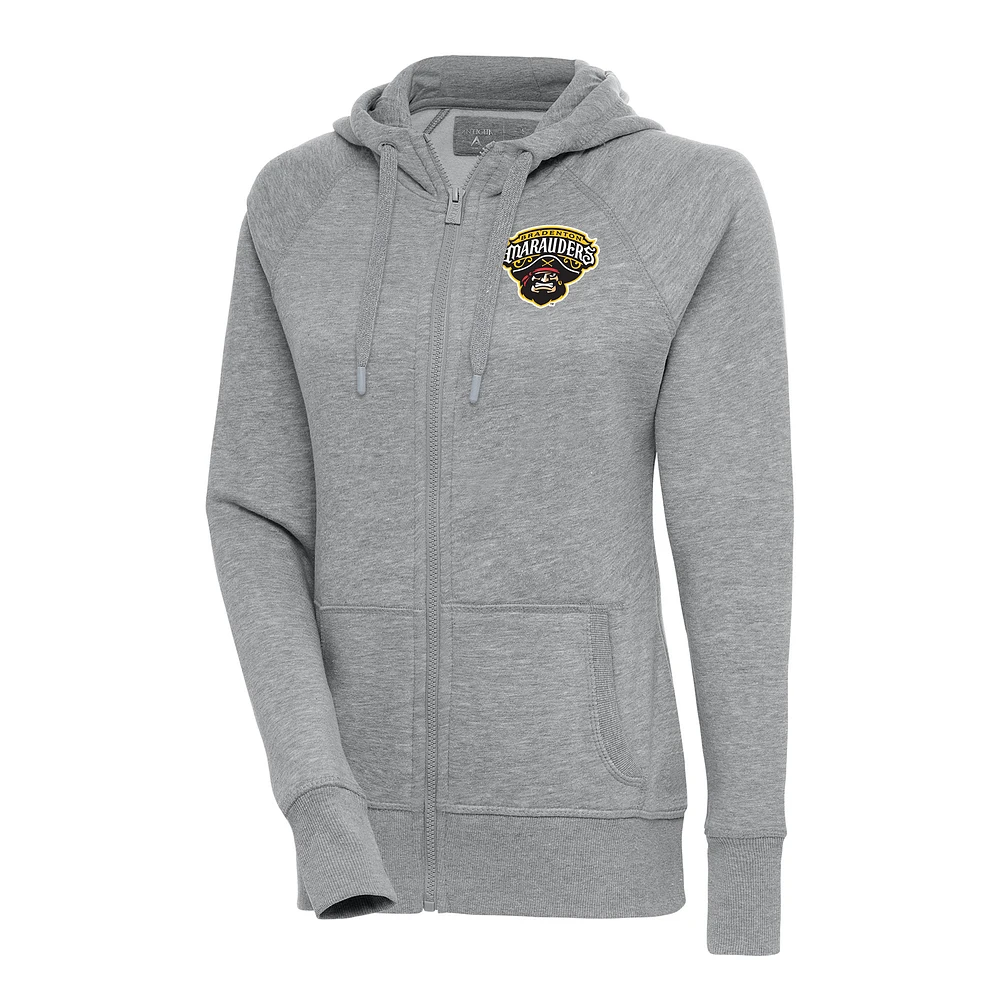Women's Antigua Heather Gray Bradenton Marauders Victory Full-Zip Hoodie