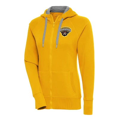 Women's Antigua Gold Bradenton Marauders Victory Full-Zip Hoodie