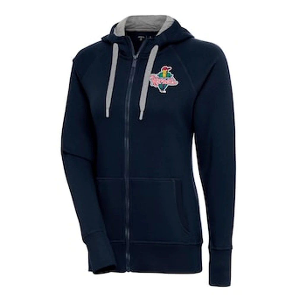 Women's Antigua Navy Cedar Rapids Kernels Victory Full-Zip Hoodie