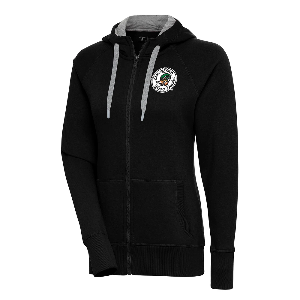 Women's Antigua Down East Wood Ducks Victory Full-Zip Hoodie