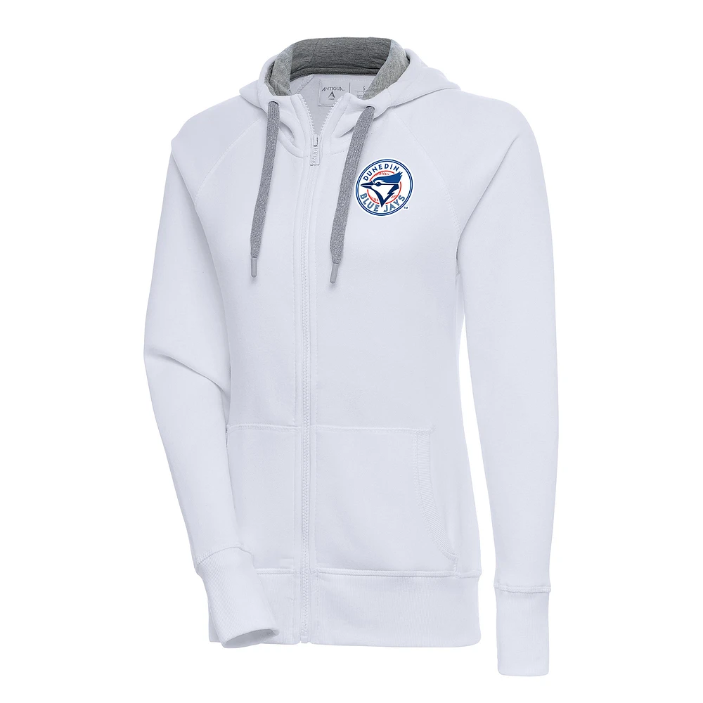 Women's Antigua White Dunedin Blue Jays Victory Full-Zip Hoodie