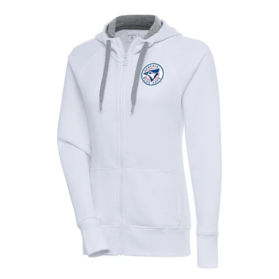 Women's Antigua  White Dunedin Blue Jays Victory Full-Zip Hoodie