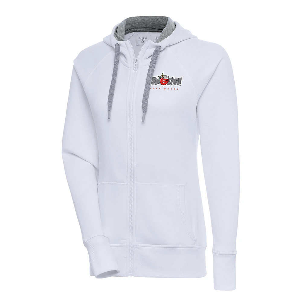 Women's Antigua White Fort Wayne TinCaps Victory Full-Zip Hoodie