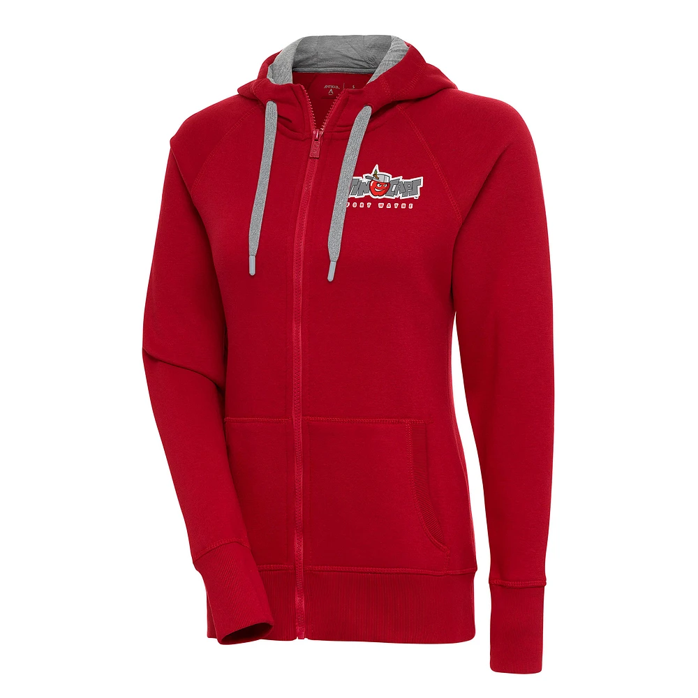 Women's Antigua Red Fort Wayne TinCaps Victory Full-Zip Hoodie