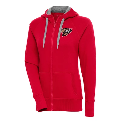 Women's Antigua Red Fresno Grizzlies Victory Full-Zip Hoodie