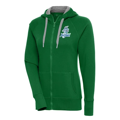 Women's Antigua Hunter Green Hartford Yard Goats Victory Full-Zip Hoodie
