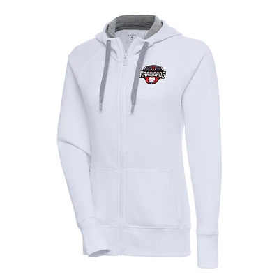 Women's Antigua White Hickory Crawdads Victory Full-Zip Hoodie