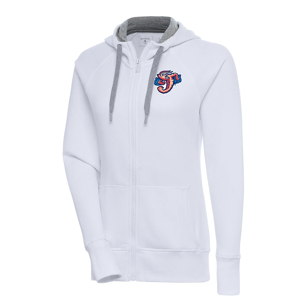 Women's Antigua Jacksonville Jumbo Shrimp Victory Full-Zip Hoodie