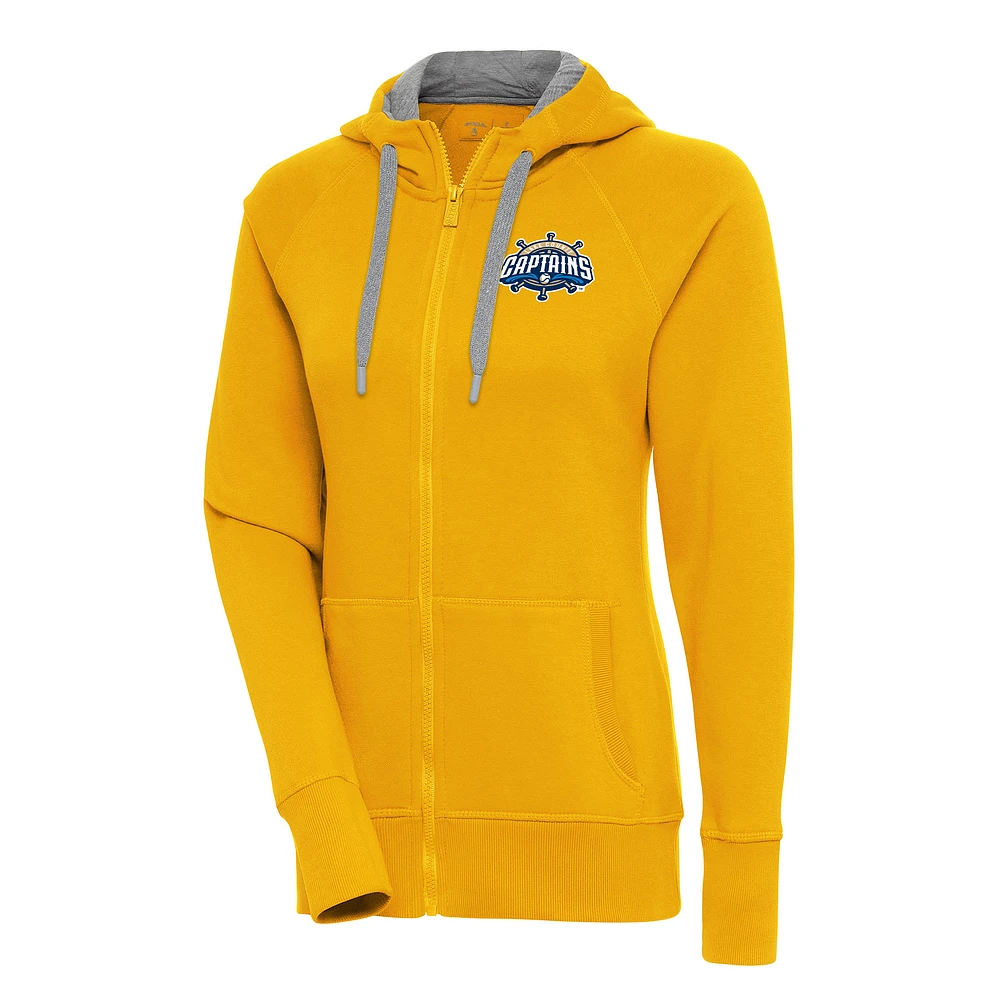 Women's Antigua Gold Lake County Captains Victory Full-Zip Hoodie