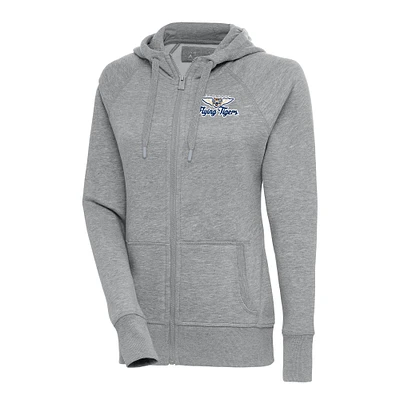 Women's Antigua  Heather Gray Lakeland Flying Tigers Victory Full-Zip Hoodie