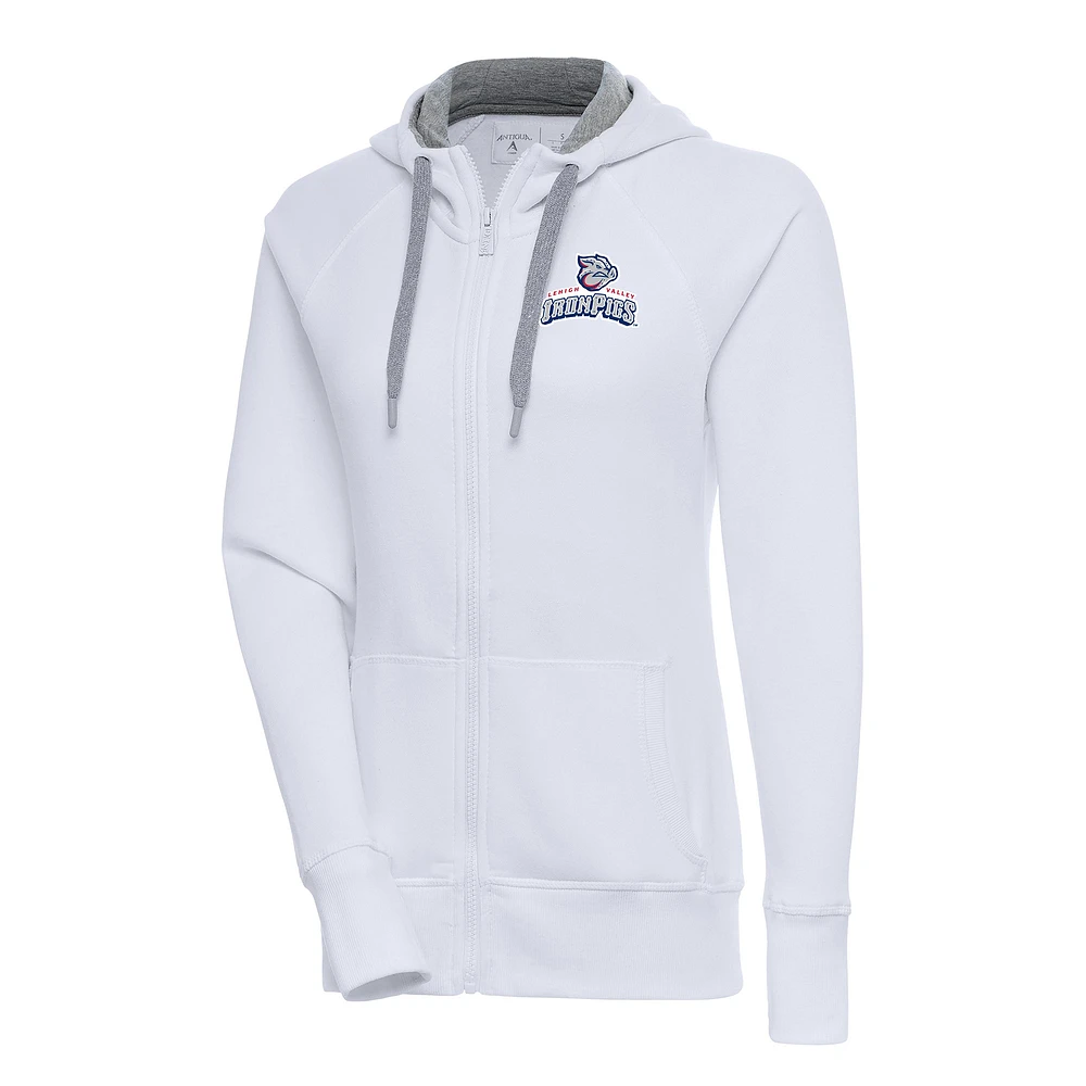Women's Antigua White Lehigh Valley IronPigs Victory Full-Zip Hoodie