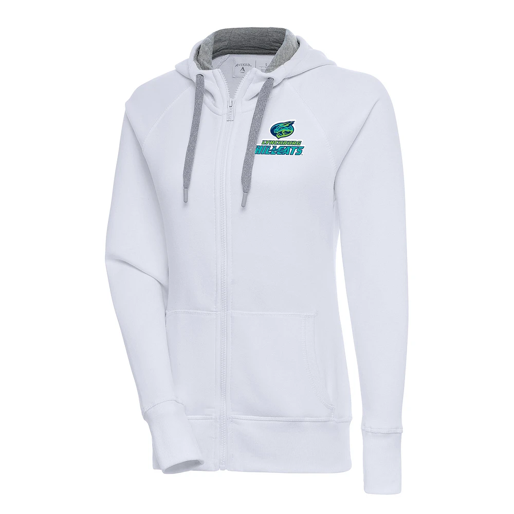 Women's Antigua White Lynchburg Hillcats Victory Full-Zip Hoodie