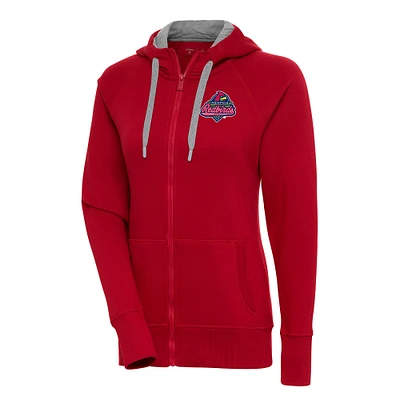 Women's Antigua Red Memphis Redbirds Victory Full-Zip Hoodie