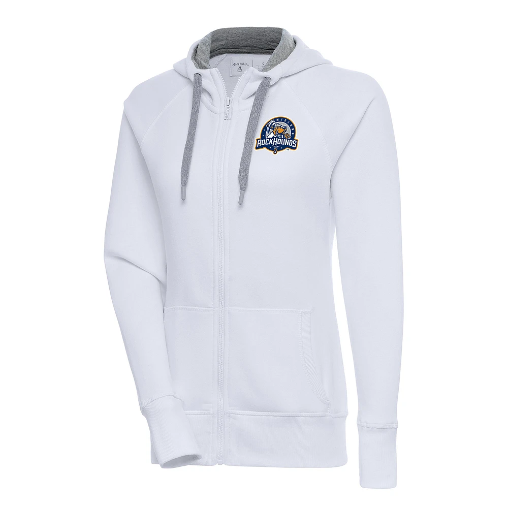 Women's Antigua White Midland Rockhounds Victory Full-Zip Hoodie