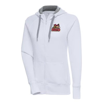 Women's Antigua White Modesto Nuts Victory Full-Zip Hoodie