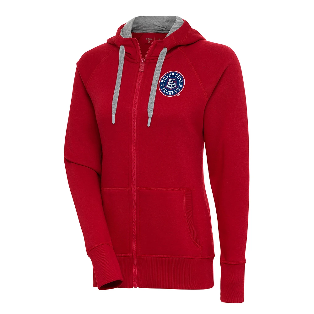 Women's Antigua Red Round Rock Express Victory Full-Zip Hoodie