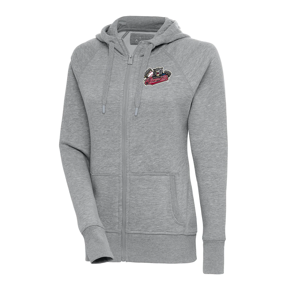 Women's Antigua Heather Gray Sacramento River Cats Victory Full-Zip Hoodie